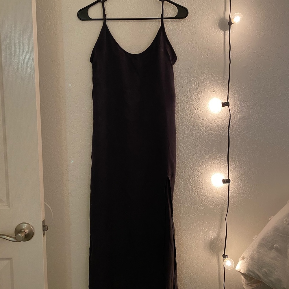 Black Silk Slit Dress from Zara